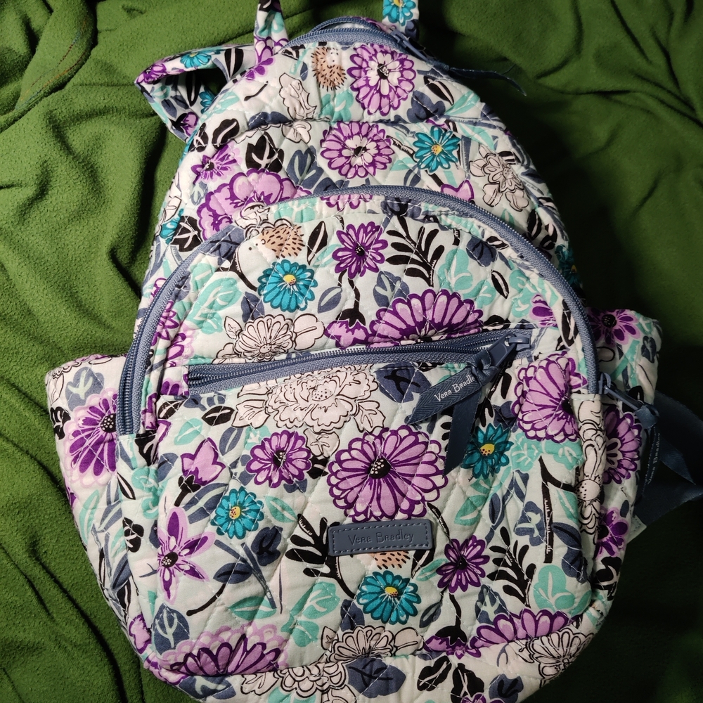 Vera Bradley Floral Backpack in Purple and Blue